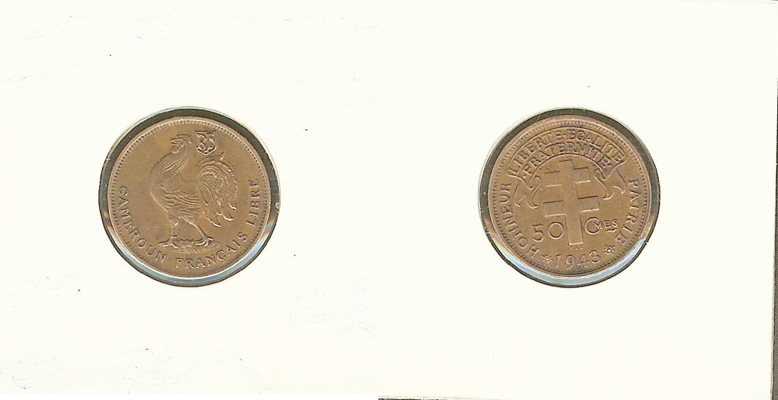 Cameroun française 50 centimes  1943 décentree 11h SUP